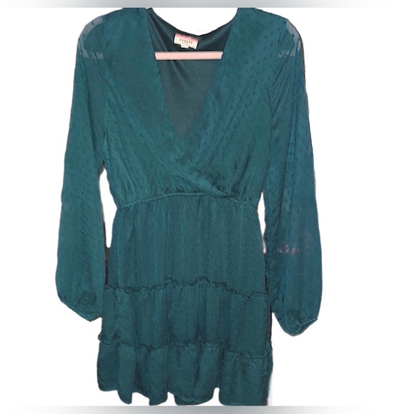 ANDREE BY UNIT Dresses & Skirts - ANDREE' by unit Medium Dark Teal Long Sheer  Sleeve midi embroidered dress- GC🩷